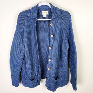 Monteraey Bay Light Blue Coastal Chunky Knit Beachy Cotton Sweater Size Medium